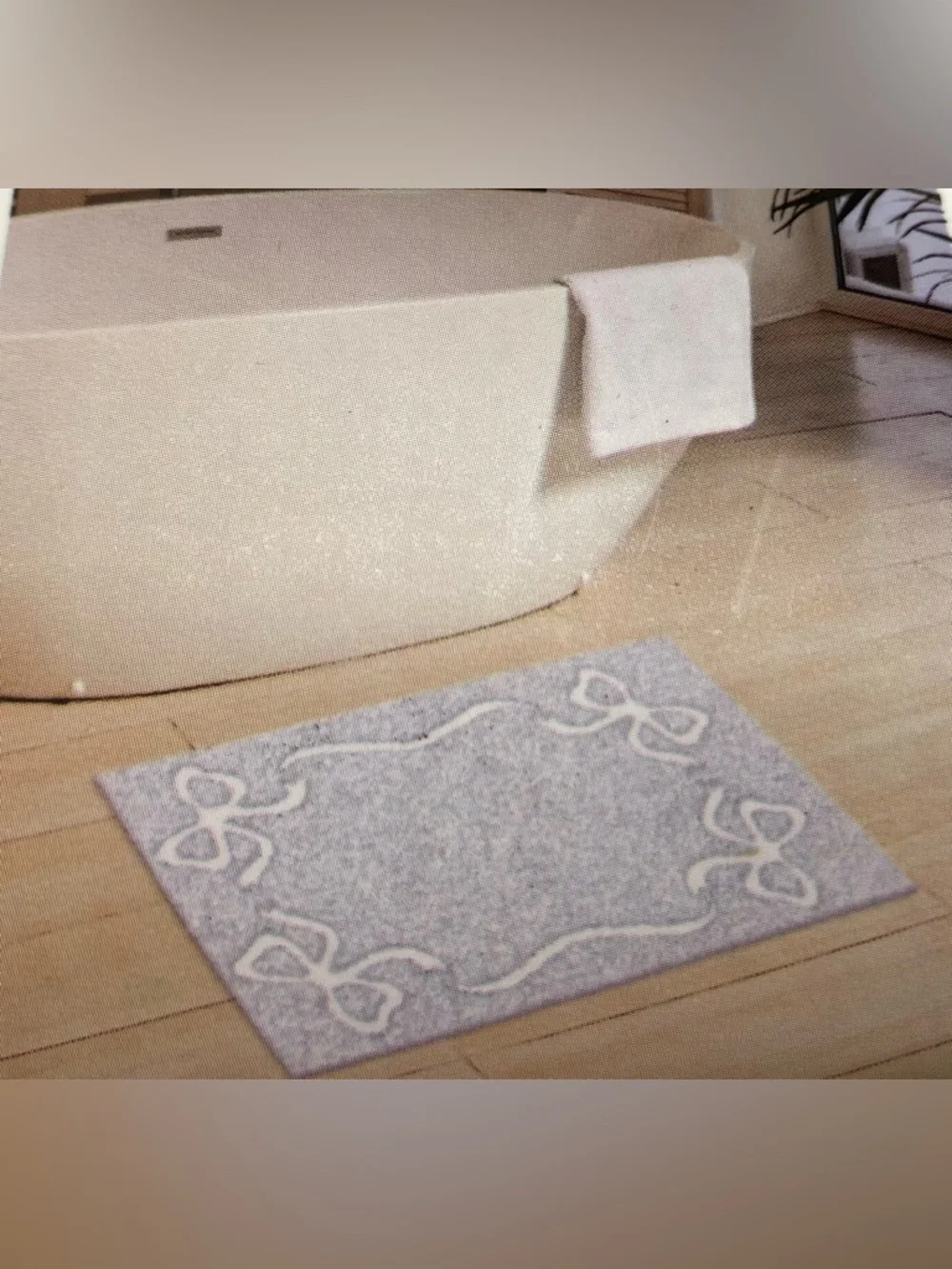 Rachel Ashwell ❤️White Bow Cozy Bath Rug 20x32”Sky Blue NWT